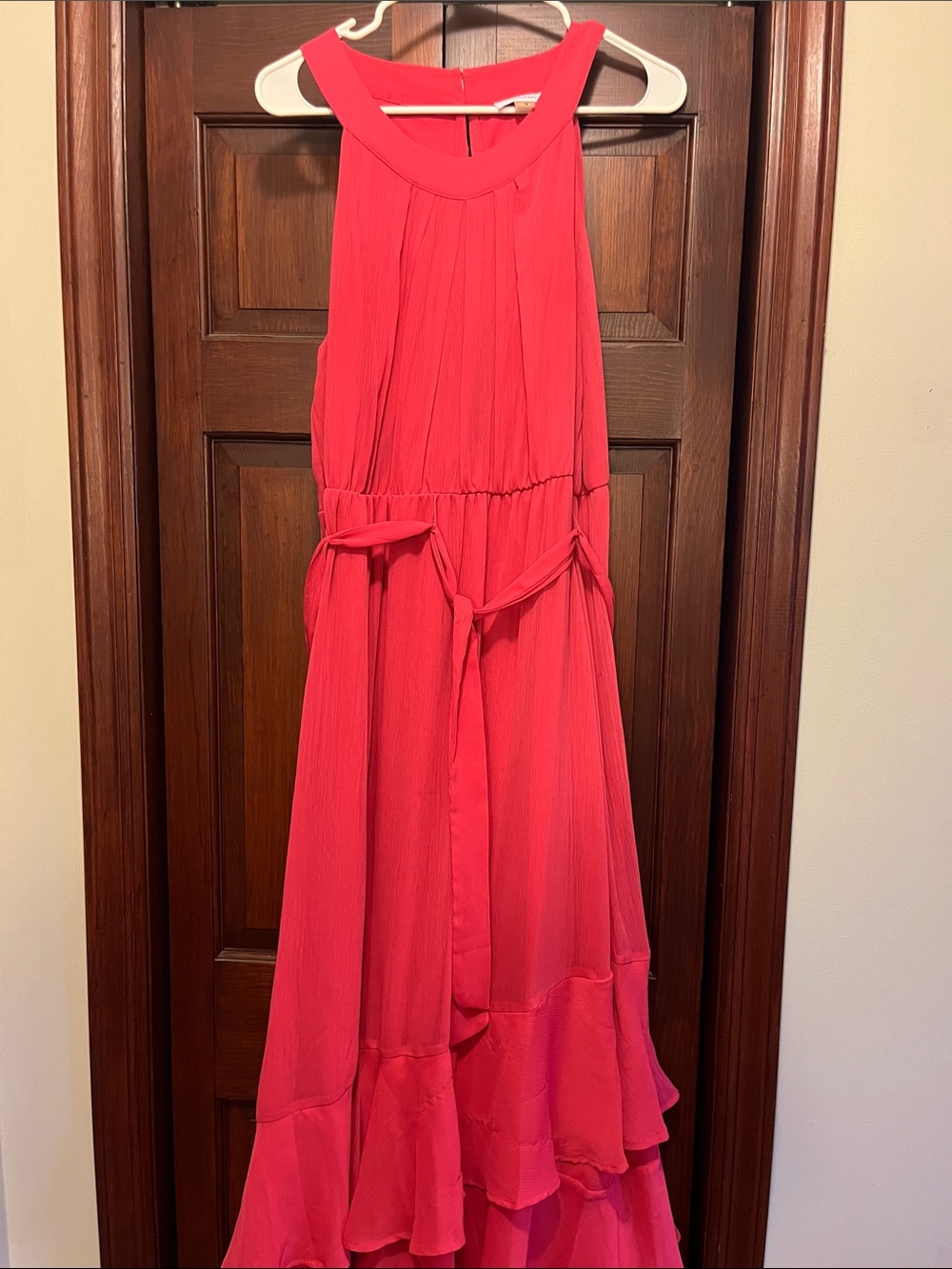 Calvin Klein Bright Pink Halter Maxi Dress